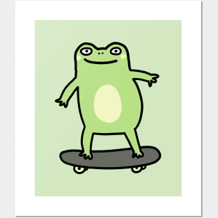 Frog on skateboard Posters and Art